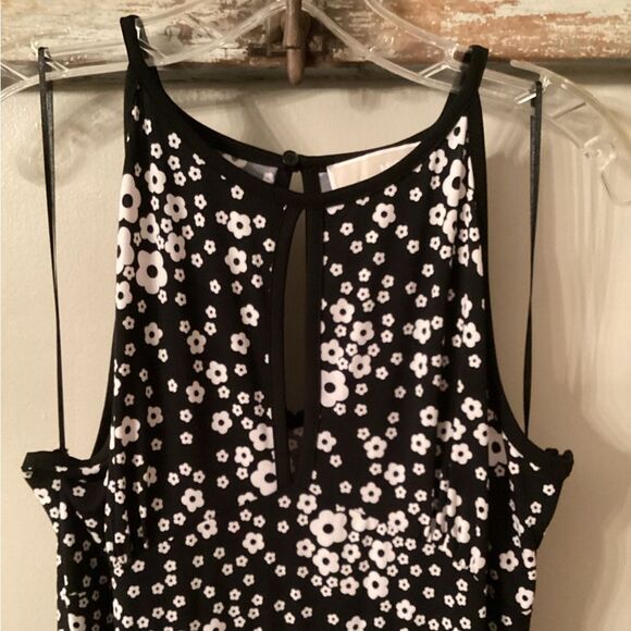 MICHAEL KORS SIZE XL BLACK FLORAL PRINTED KEYHOLE MAXI DRESS - Picture 4 of 9